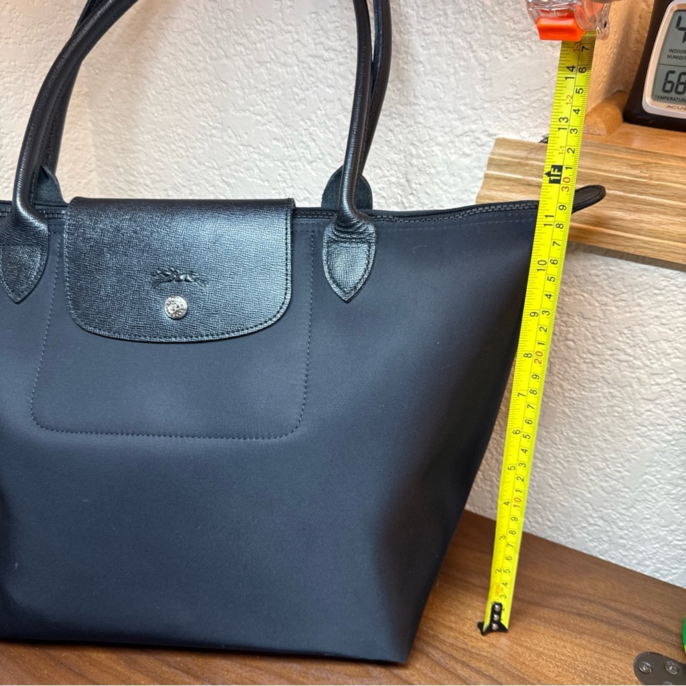 LONGCHAMP Paris Boho Large Tote Handbag In Black Color Made In France - Picture 13 of 16
